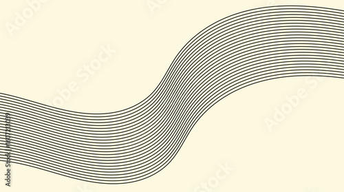 Smooth flowing wave line background vector with deep curves on a beige backdrop. Elegant abstract layout perfect for banners, digital branding, modern web headers, and tech visuals.