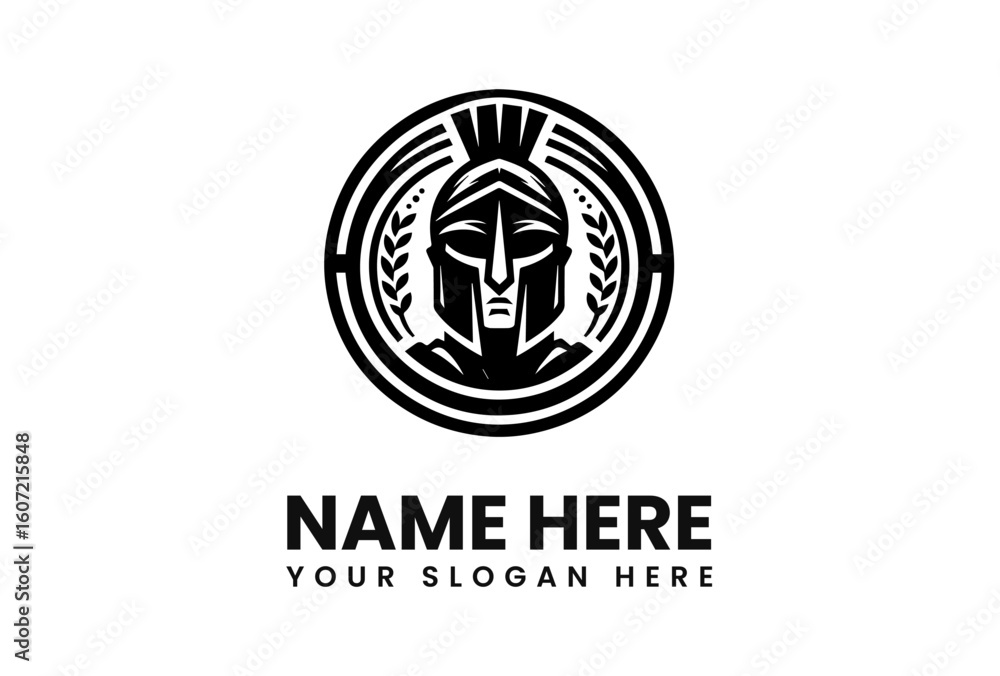 Fototapeta premium Spartan Warrior Logo Design with Ornate Frame.