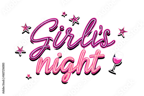 Neon girls night out with stars and a drink