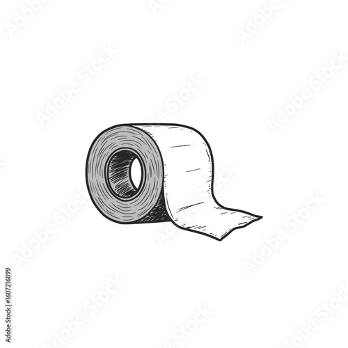 Black and white illustration of tape roll isolated on white background