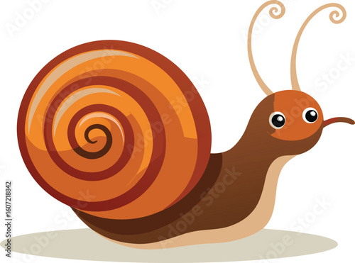 Cute cartoon snail with a swirly orange shell