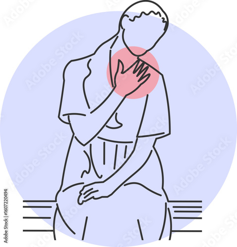 Woman Sitting with Uncomfortable Neck Pain Outdoors