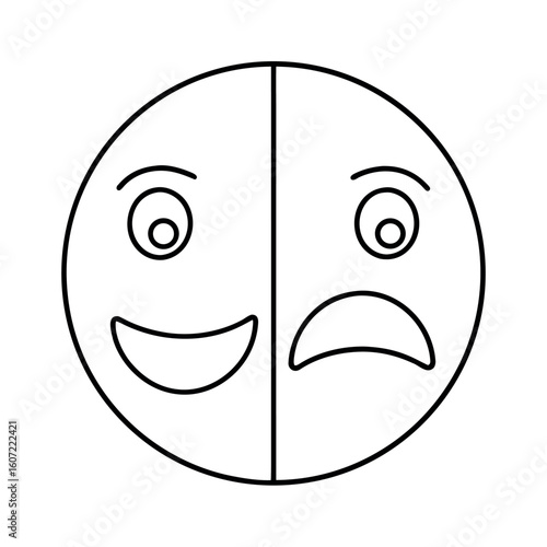Split Face Design with Smiling and Frowning Expressions