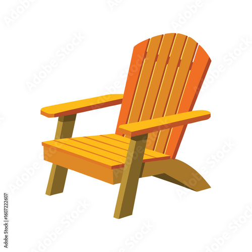 Vector Illustration of Adirondack Chair Wooden Furniture Isolated on White Background