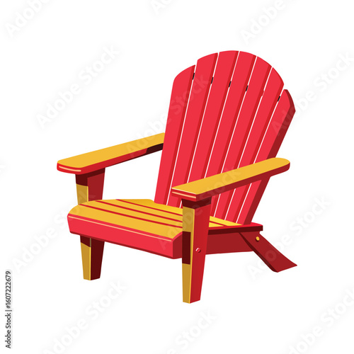 Vector Illustration of Adirondack Chair Wooden Furniture Isolated on White Background