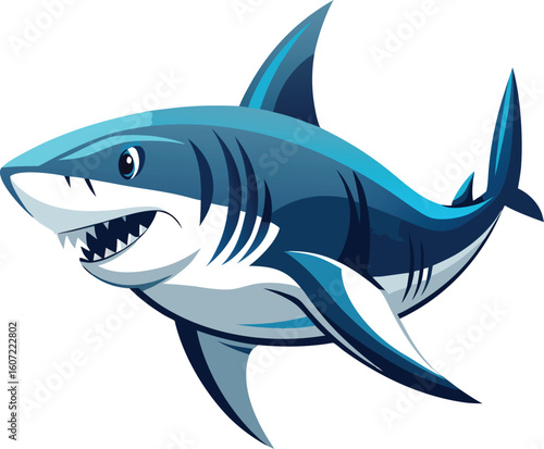 Fierce great white shark illustration with sharp teeth