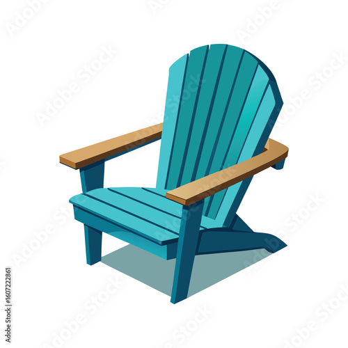 Vector Illustration of Adirondack Chair Wooden Furniture Isolated on White Background