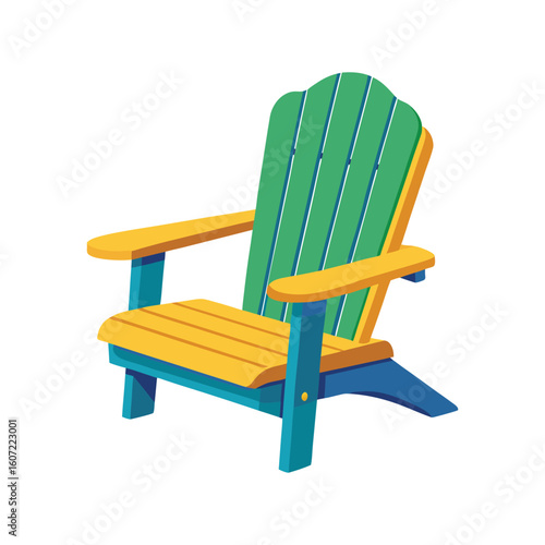 Vector Illustration of Adirondack Chair Wooden Furniture Isolated on White Background