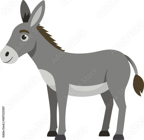 Cartoon donkey standing proudly isolated on white background