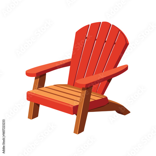 Vector Illustration of Adirondack Chair Wooden Furniture Isolated on White Background
