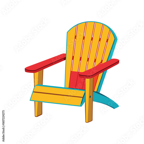 Vector Illustration of Adirondack Chair Wooden Furniture Isolated on White Background
