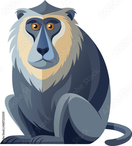 Stylized illustration of a sitting macaque monkey