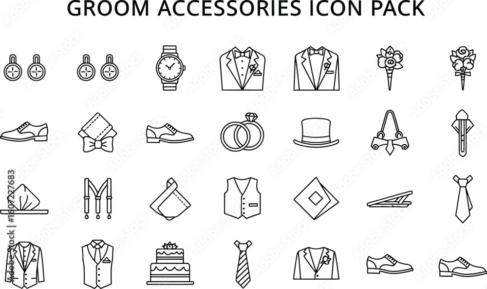 Fototapeta premium A wedding grid involves various carefully chosen items that serve different purposes, from decorative to symbolic. The bridal gown, tuxedo, and floral arrangements enhance the elegance of the day.