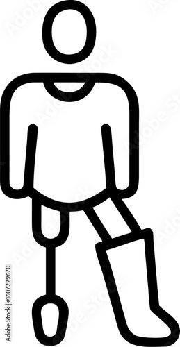 amputee vector icon on white or transparent background. Disability Stroke icon collections. Editable Stroke icon collection Outline icon.