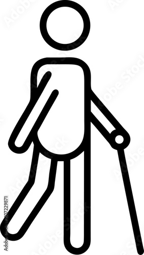 disabled person vector icon on white or transparent background. Disability Stroke icon collections. Editable Stroke icon collection Outline icon.