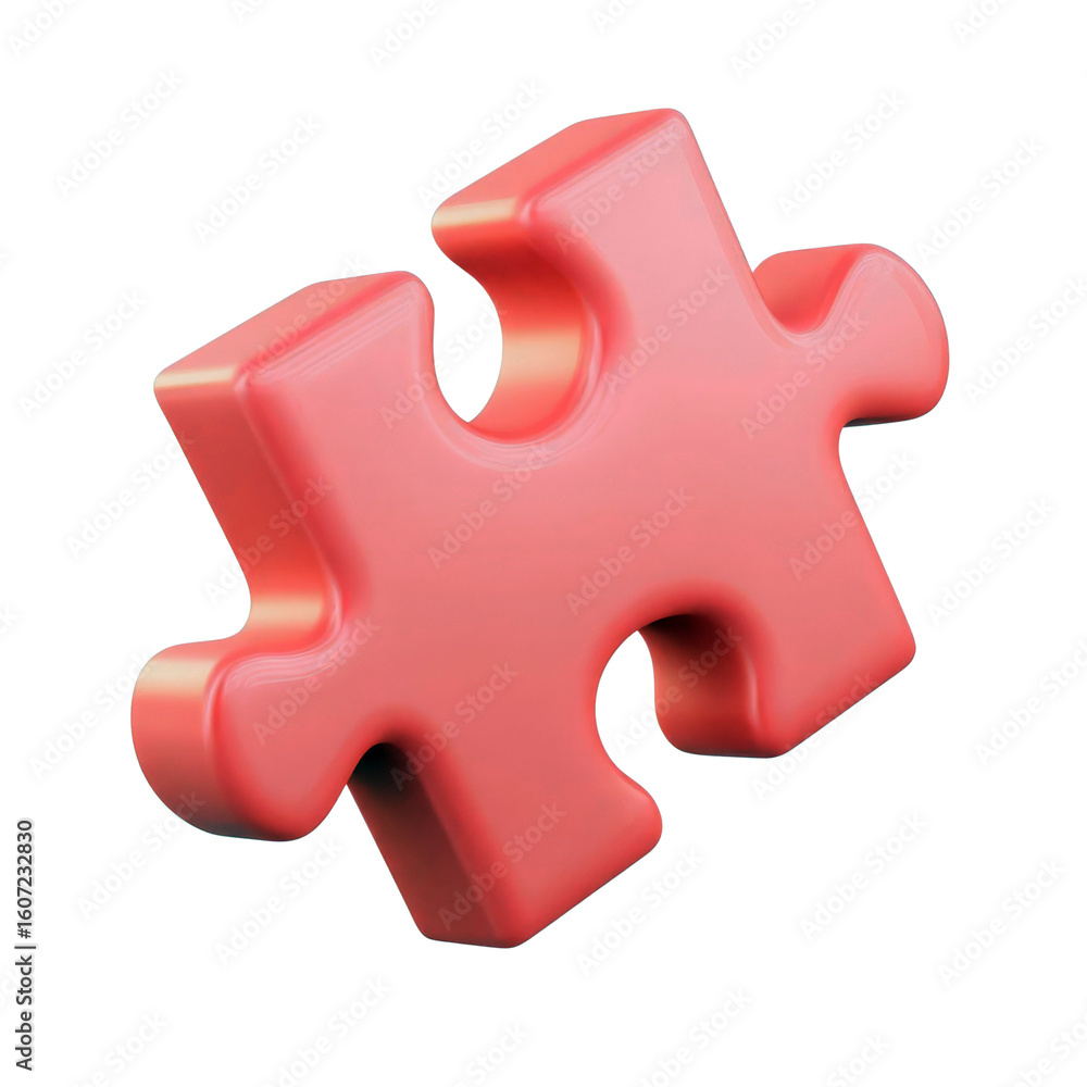 Fototapeta premium 3D rendered red puzzle piece on a white isolated background