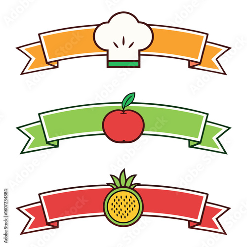 Chef hat apple passion fruit banners food