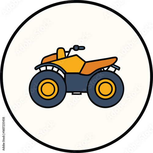 cartoon atv quad bike in a circle