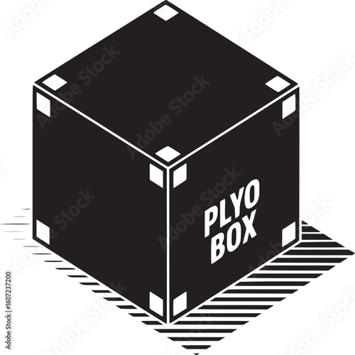 Plyometric box fitness equipment for jumping exercises and athletic training black and white design