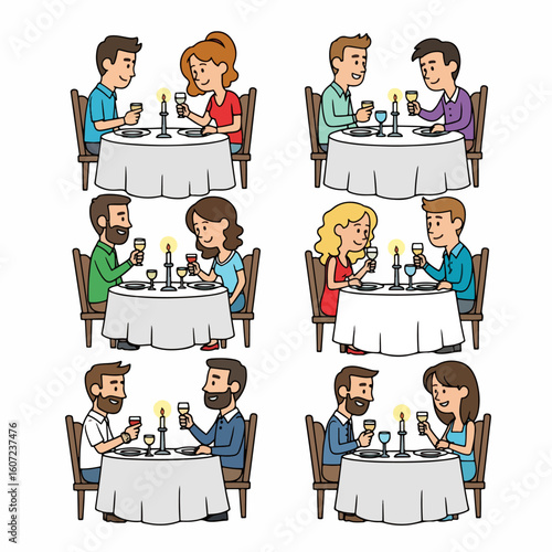Couple dinner date scenes romantic evening candlelight dining