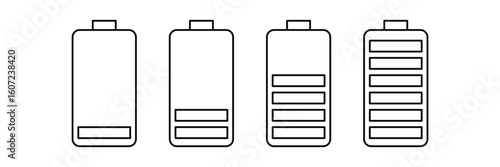 Battery level, charging indicator, power status, energy bar, electricity symbol, mobile charge, battery icon, energy saver, electric level, digital battery.