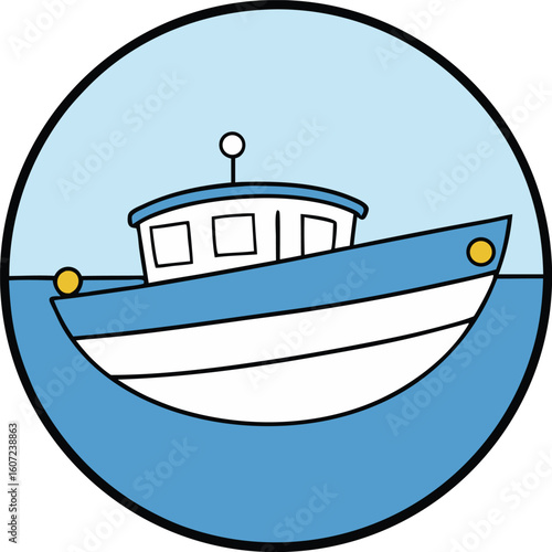 cartoon glass bottom boat in a circle