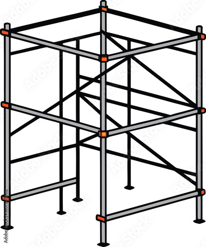 Scaffolding – "Simple line art of a metal scaffold structure, construction support"