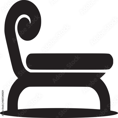 Isolated black and white antique chaise lounge silhouette vector illustration for furniture design