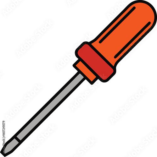 Screwdriver – "Line drawing of a flat-head screwdriver, tool icon"