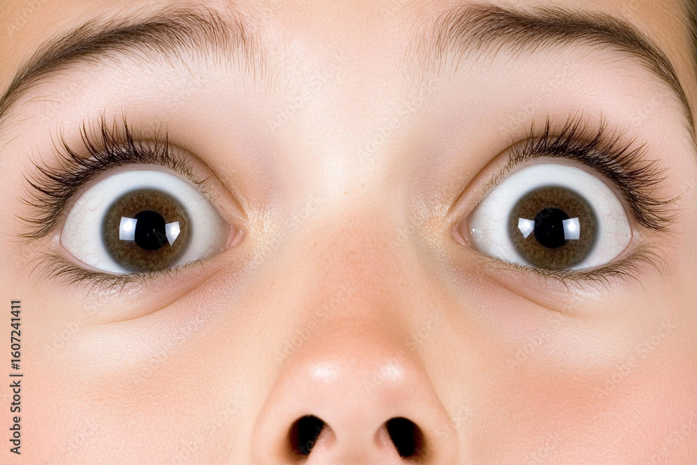 Naklejka premium Close-up of a surprised person's face with wide eyes