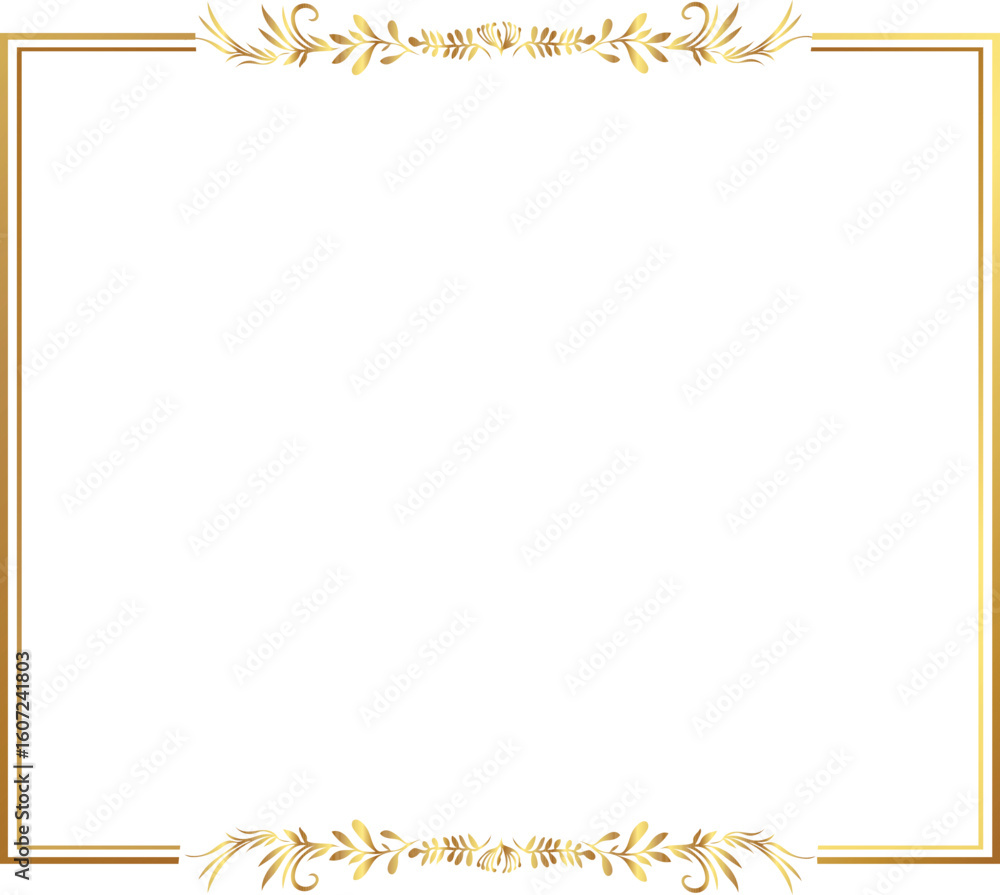 Obraz premium frame with leaves gold border Golden Border Warm Color Frame