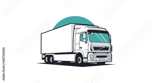 Stylized delivery truck illustration with modern design elements against a minimalist backdrop, perfect for transportation visuals