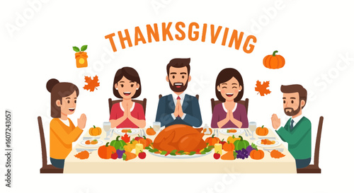 Joyful Thanksgiving Celebration: Family and Friends Gathering for a Festive Feast and Gratitude Sharing