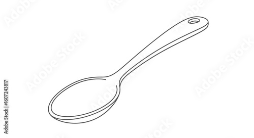 Elegant Line Art Depiction of an Empty Spoon Isolated on a Clean White Background
