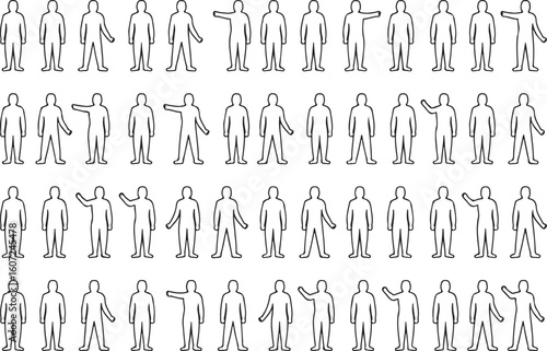 Human figure outlines with varied arm positions people