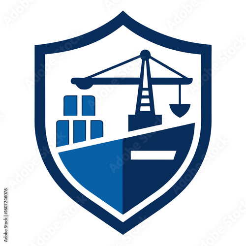Maritime shipping and logistics security emblem