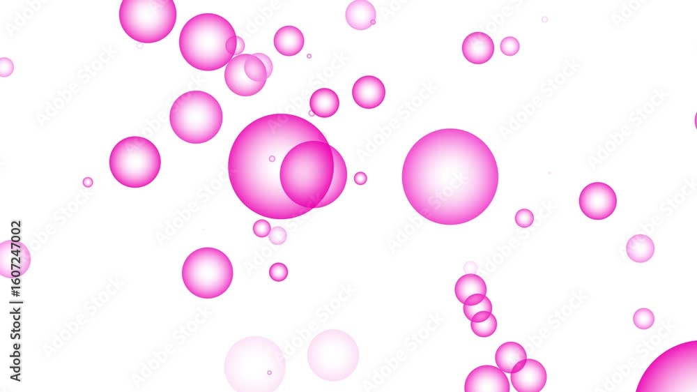 Pink floating animation of bubbles on white Pink floating animation of bubbles on white