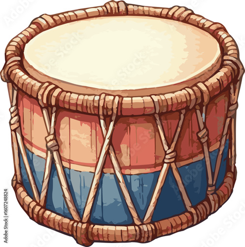 Vector watercolor illustration of a drum