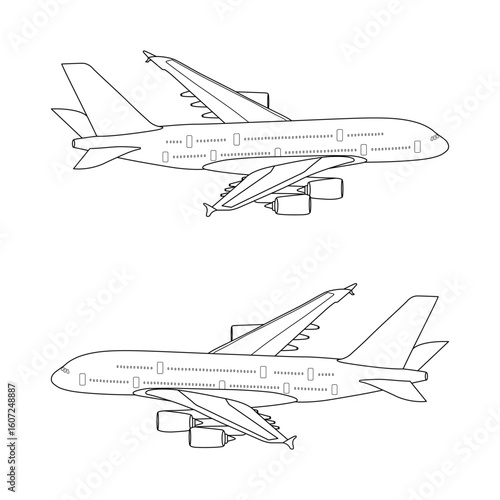 Airplane line art vector design. Airplane outline illustration design.