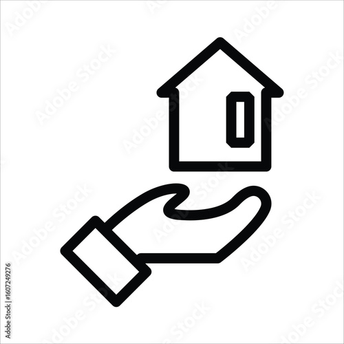 House insurance sign Hand holds home simple symbol
