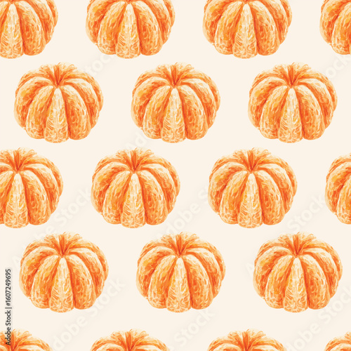 vector seamless pattern with tangerines