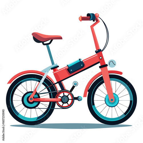 red bicycle on white background