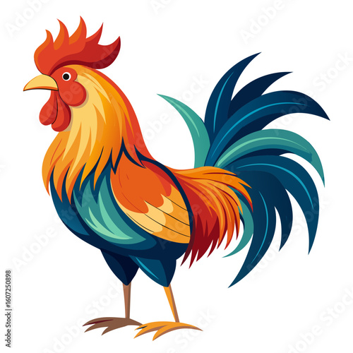 rooster on the white background
