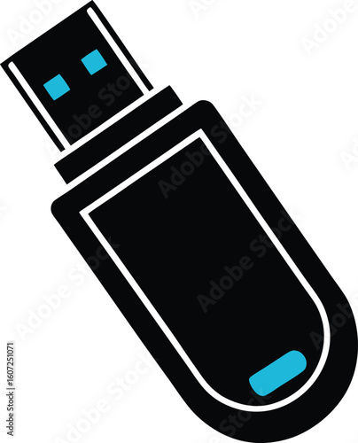 USB flash drive, also known as a thumb drive or pen drive, used for storing and transferring data