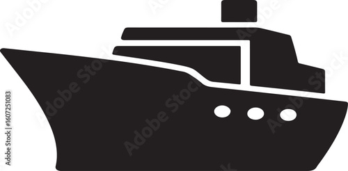 Fishing boat illustration vector icon for print and web design