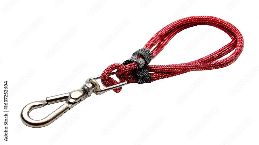 Fall protection lanyard with metal hook background isolated on a Transparent background, PNG file. Fall protection lanyard with metal hook background isolated on a Transparent background, PNG file.