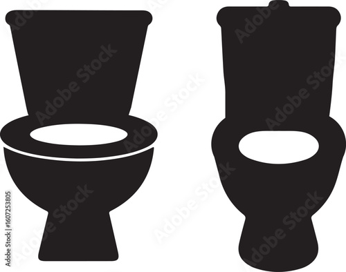 Toilet icon bow, toilet line icon set, sanitary clean silhouette vector bathroom, bidet toilet flush icon vector
