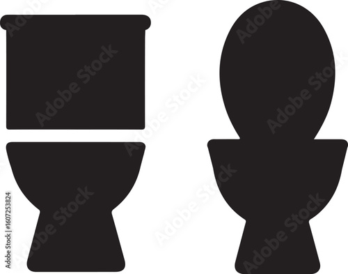 Toilet icon bow, toilet line icon set, sanitary clean silhouette vector bathroom, bidet toilet flush icon vector
