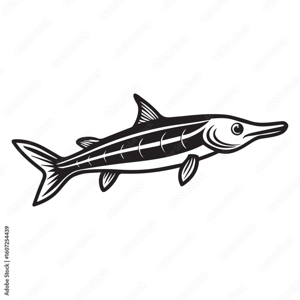 Fototapeta premium paddle fish silhouette vector illustration logo sticker design