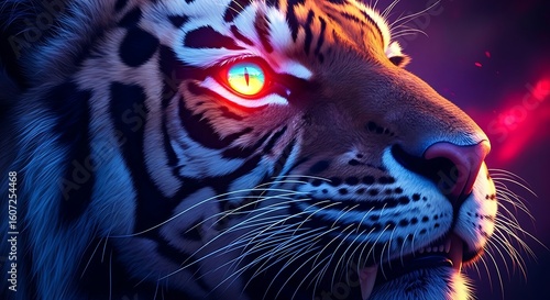 Wallpaper Mural Close up portrait of a majestic tiger with glowing eye Torontodigital.ca